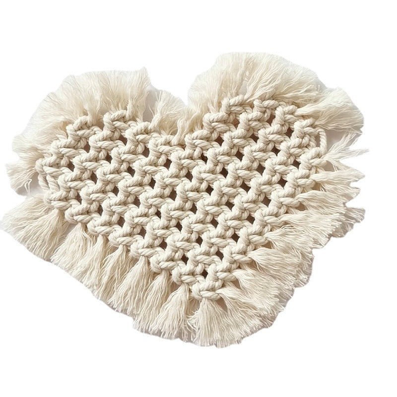 Decorative Macramé Heart-Shaped Trivet Bowlift