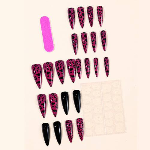 Fierce Leopard Print Stiletto Nail Extensions Bowlift