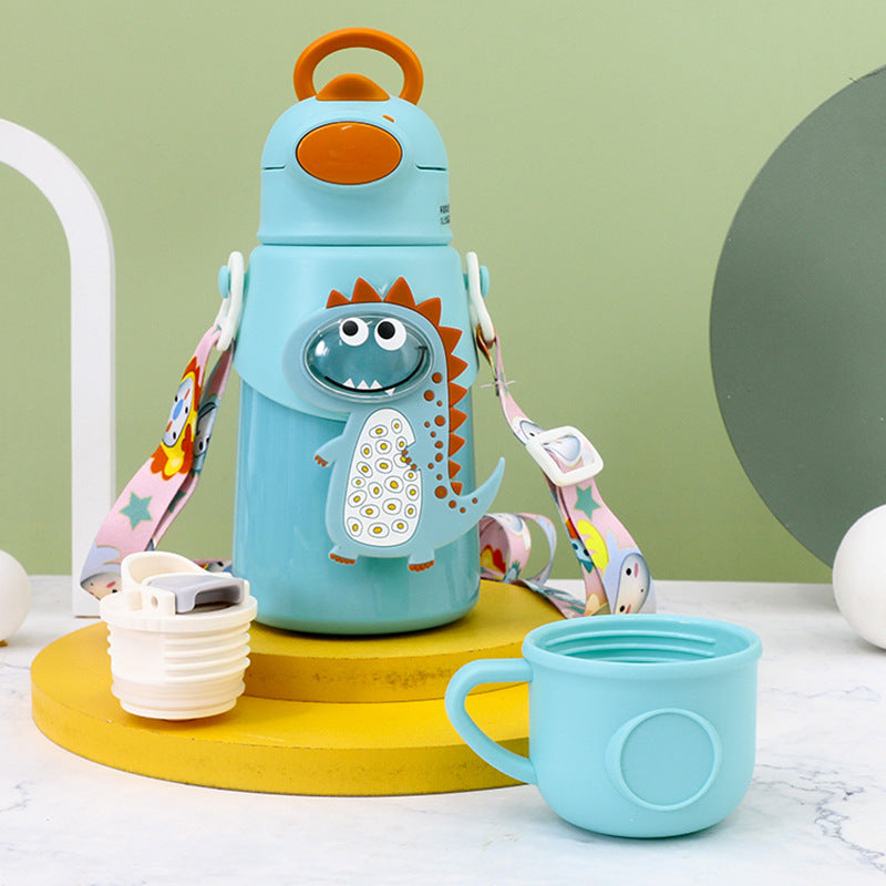 Women's Insulated Water Bottle with Cute Rabbit Design and Practical Carry Strap Bowlift