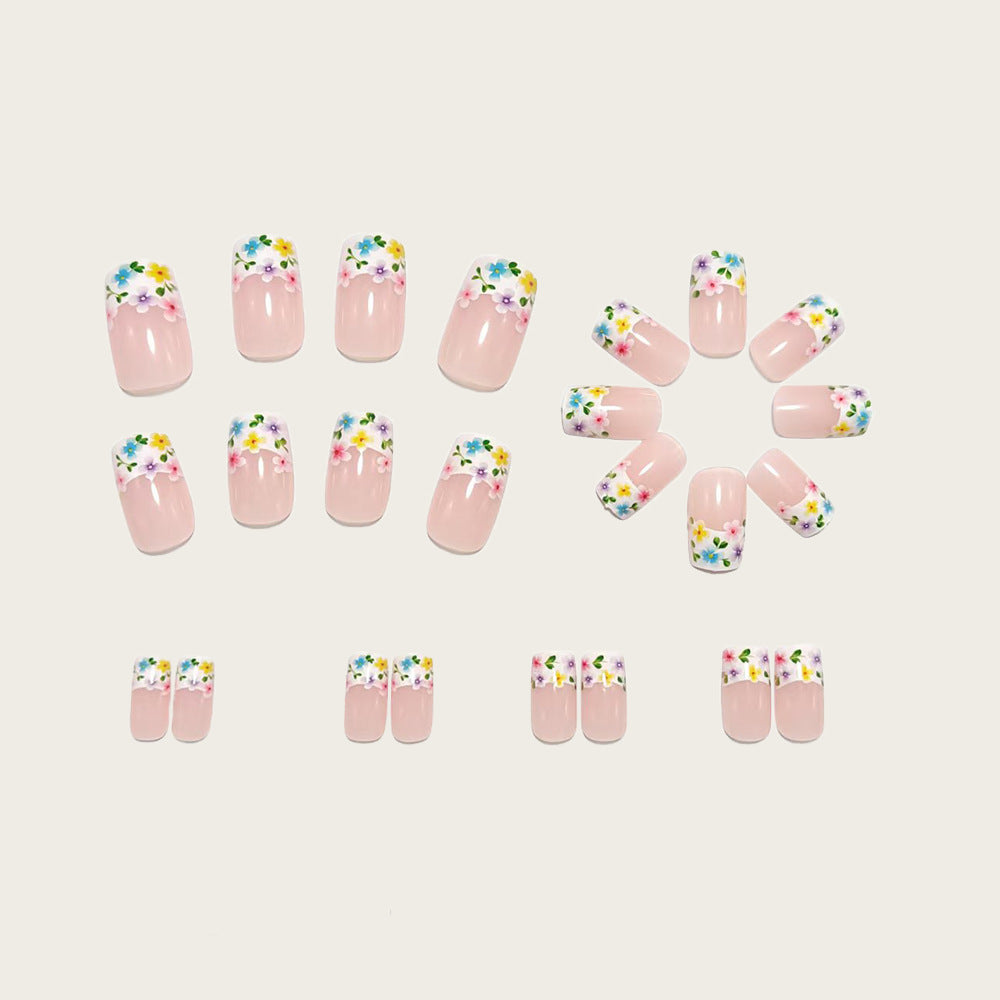 Artistic Nail Extensions with Colorful Flower Designs Bowlift