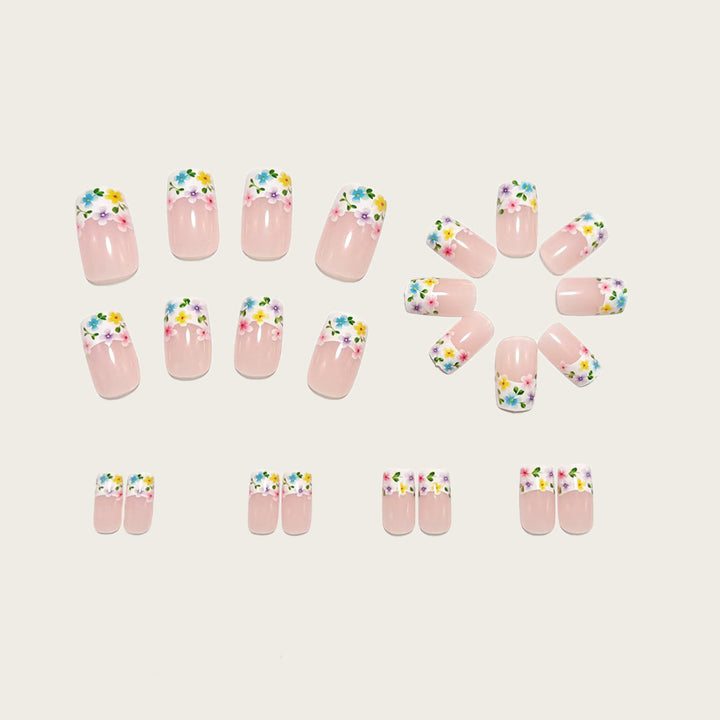 Artistic Nail Extensions with Colorful Flower Designs Bowlift