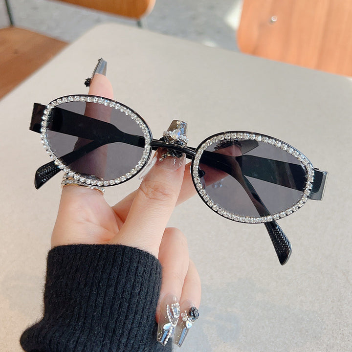 Ladies Designer Sunglasses with Sparkling Crystal Frame Bowlift