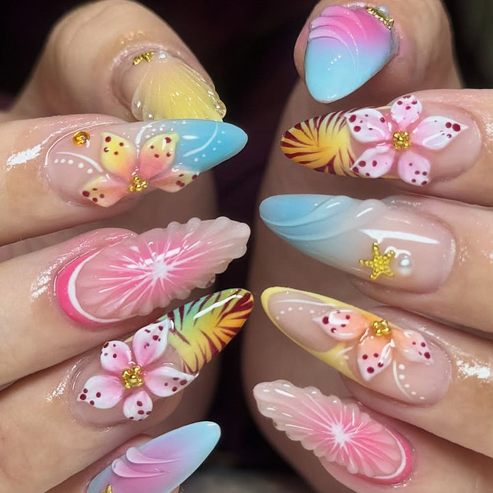 Tropical-Inspired 3D Nail Art Extensions Bowlift