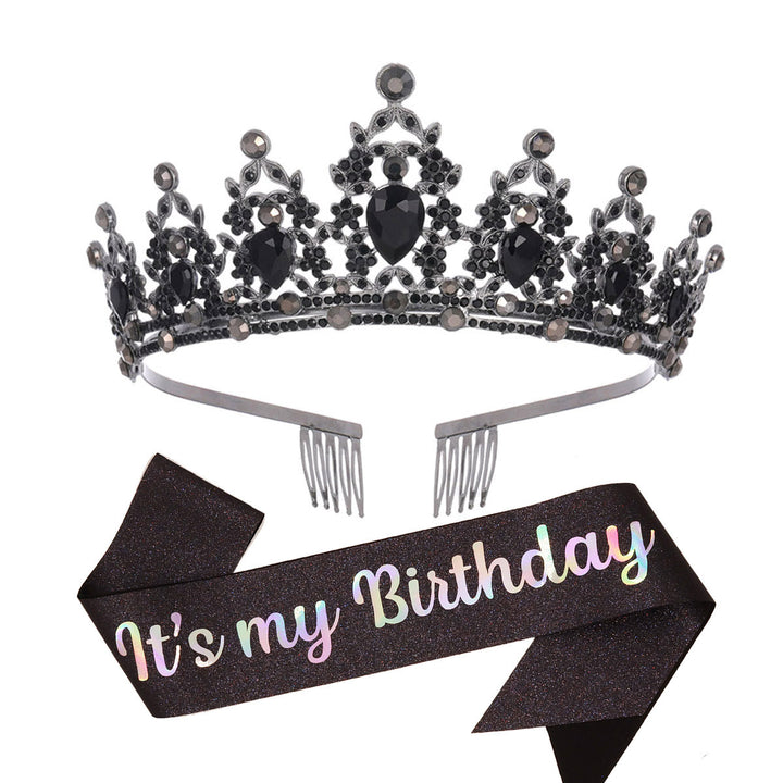 Women's black embellished tiara with elegant design Bowlift