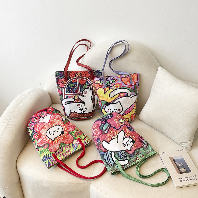 Fun Artistic Cat-Themed Tote Bag Bowlift