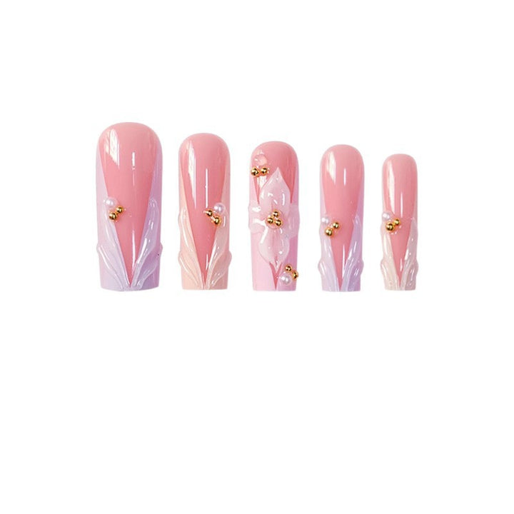 Floral Press-On Nail Extensions Bowlift