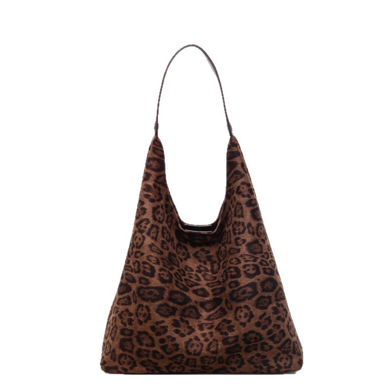 Suede Leopard Print Hobo Bag Bowlift