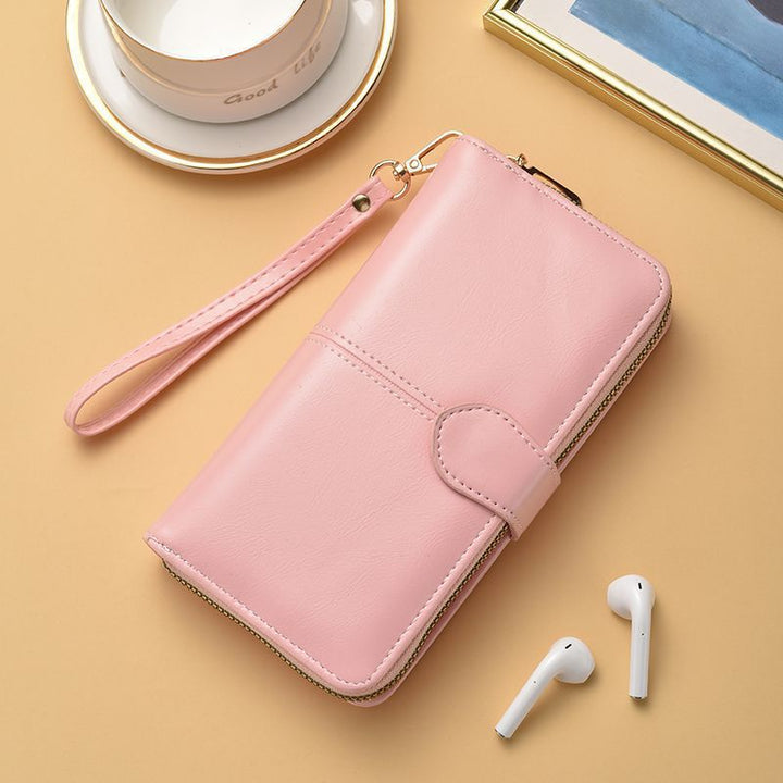 Slim Double-Zippered Wallet with Wrist Strap Bowlift