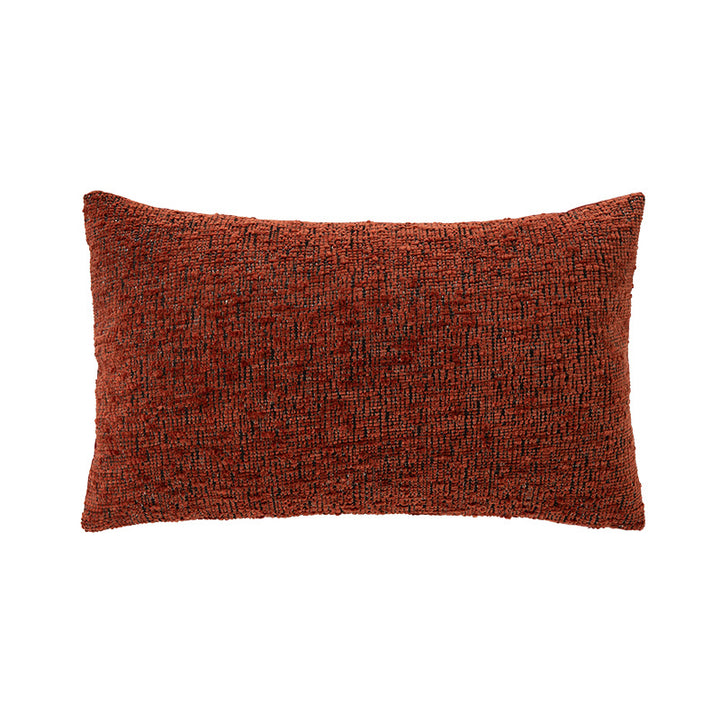 Rectangular chenille decorative cushion with textured surface