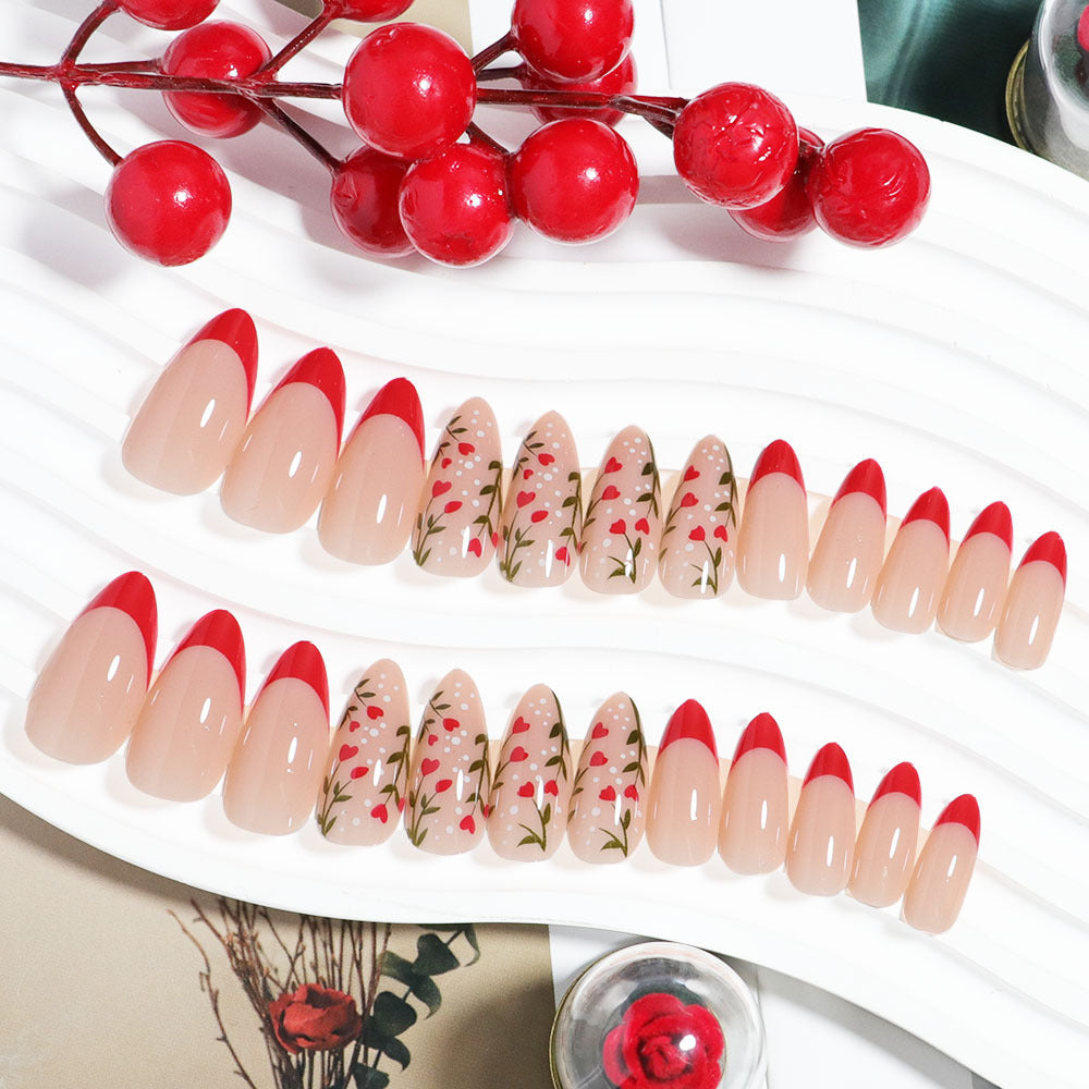 Decorative Floral Press-On Nails Bowlift