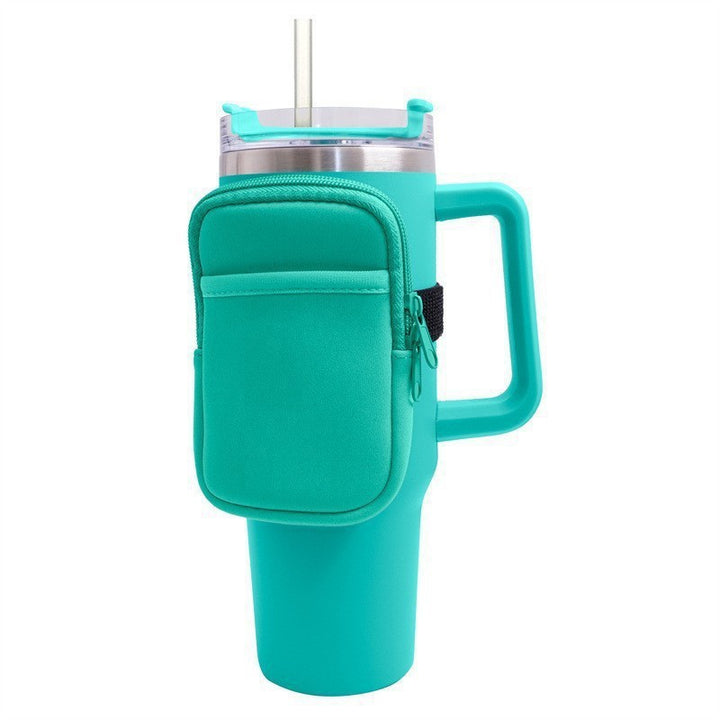 Unisex cup holder with practical pocket Bowlift