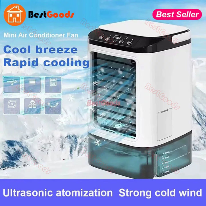 Unisex one size portable non-misting air cooler fan with large water tank and motor with three speeds Bowlift
