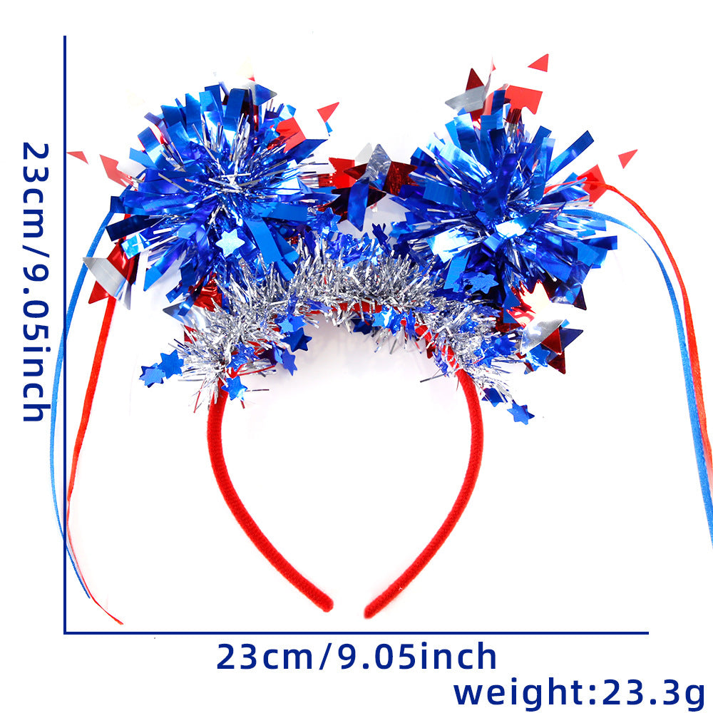 Unisex nan glittering party headband with tinsel pom-poms and star decoration Bowlift