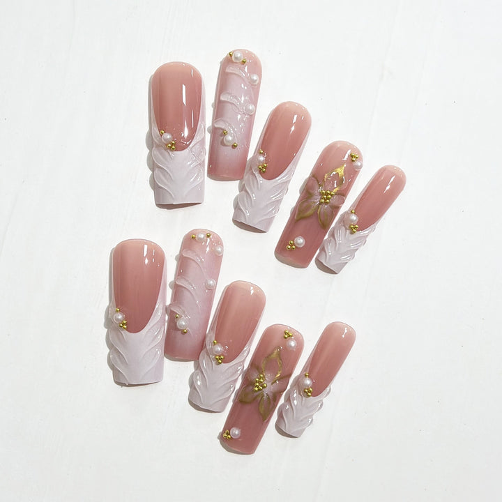 Luxury 3D Floral Nail Extensions Bowlift