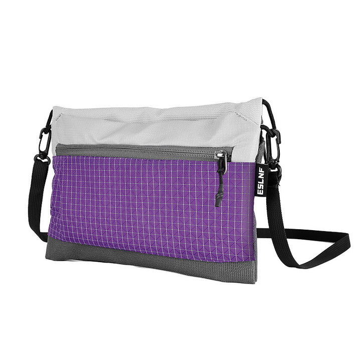 lightweight urban grid-pattern crossbody organizer bag with exterior zip pocket and adjustable strap Bowlift
