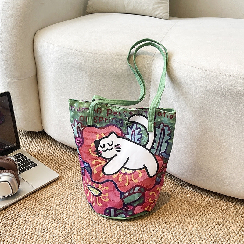 Fun Artistic Cat-Themed Tote Bag Bowlift