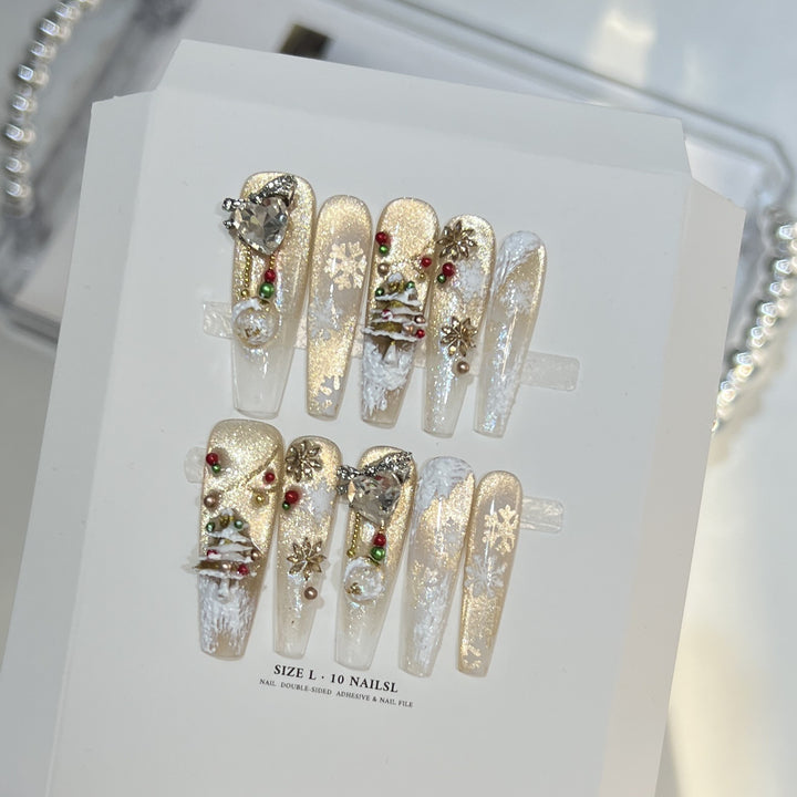 Festive Glamour Stiletto Press-On Nail Art Set Bowlift