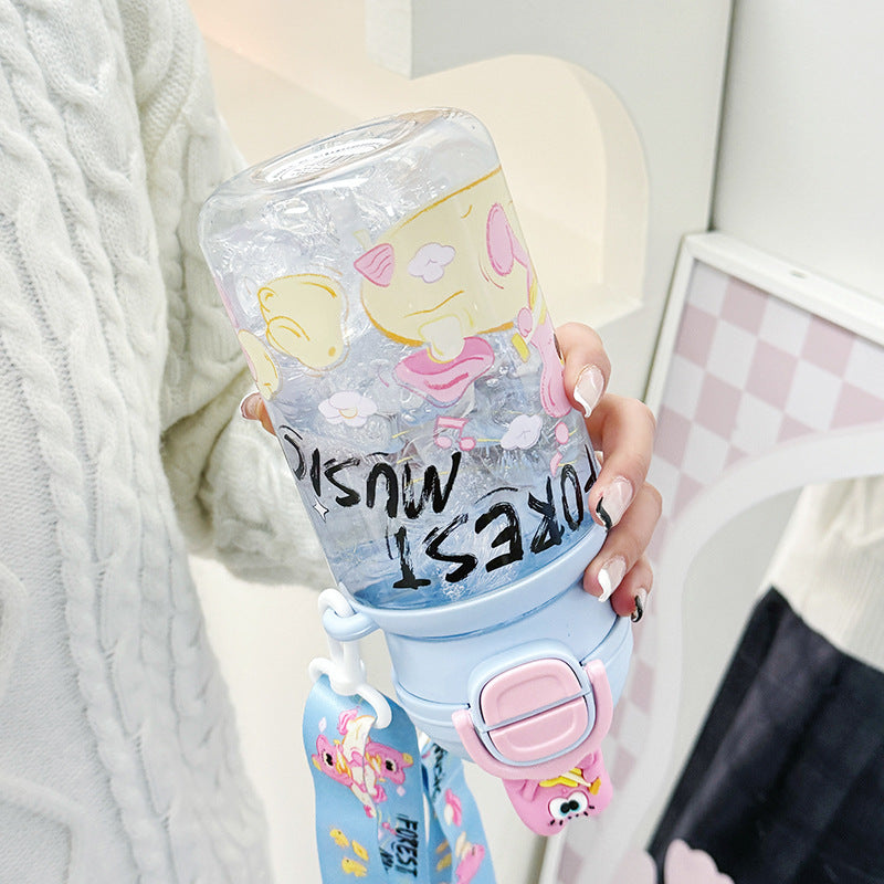 Ladies Insulated Water Bottle with Interactive Animal Head Lid Bowlift