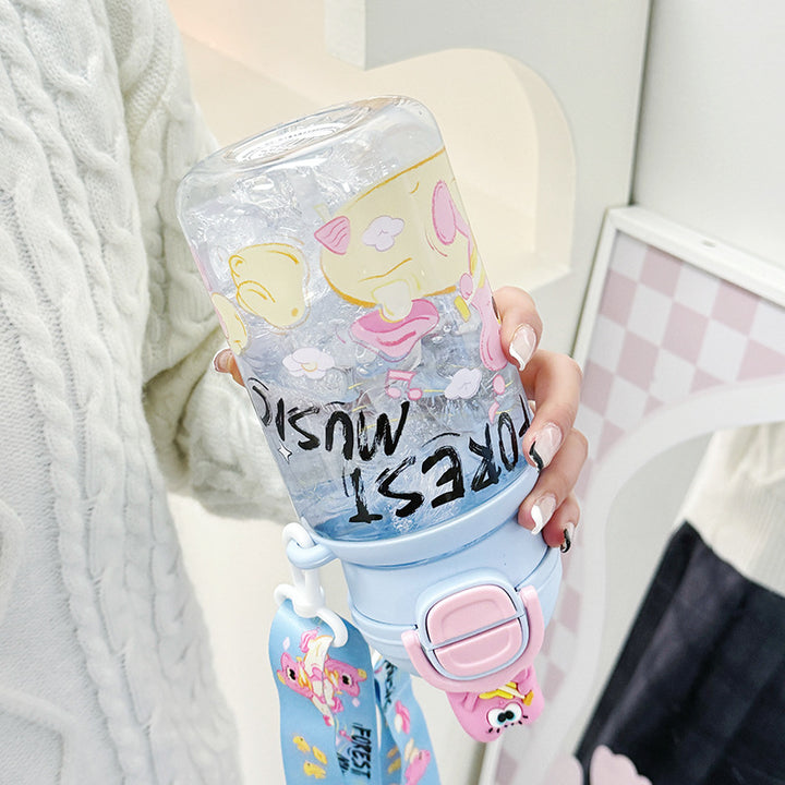 Ladies Insulated Water Bottle with Interactive Animal Head Lid Bowlift
