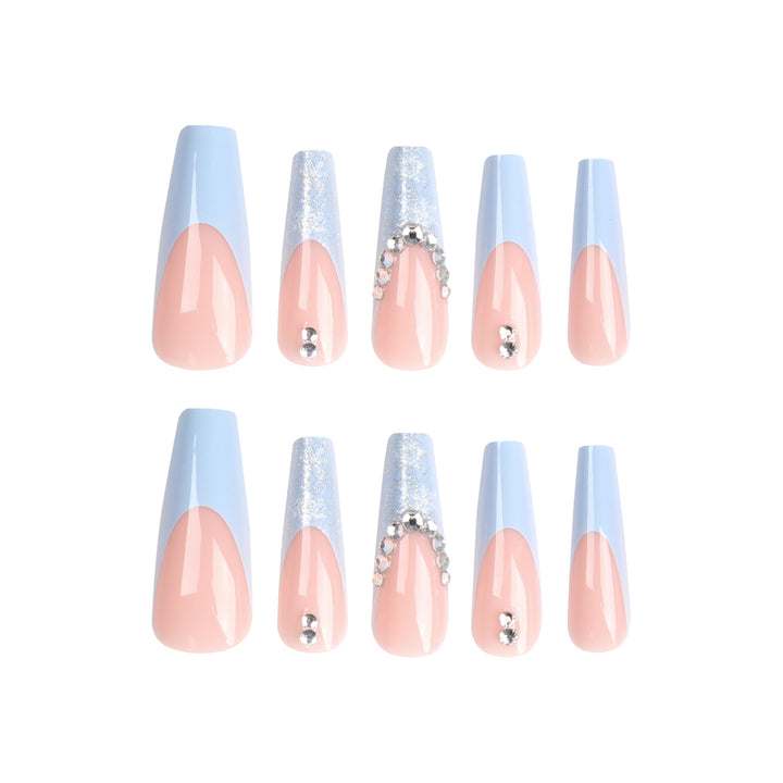 Artistic acrylic nails with glitter and elegant rhinestone embellishments Bowlift