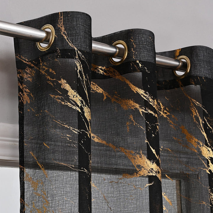 Elegant Marble Print Sheer Window Curtain