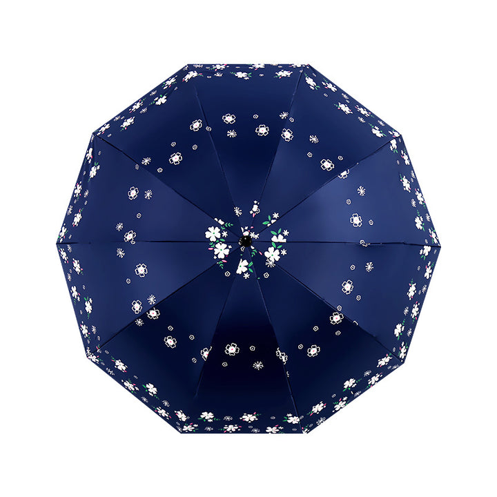 Women's Stylish Folding Umbrella with Floral Patterns Bowlift