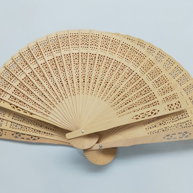 Ladies decorative hand fan made of high-quality wood with intricate cut-out work Bowlift