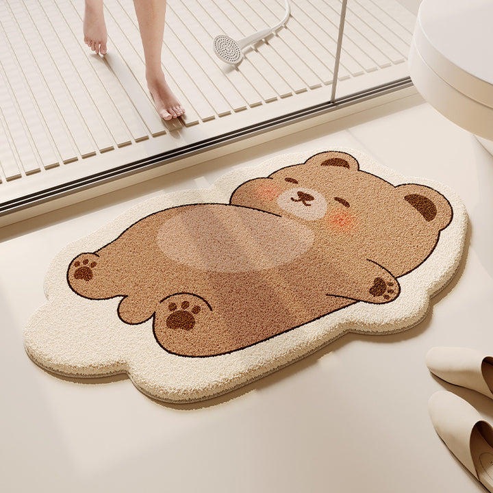 Cartoon Dog-Themed Plush Bath Mat