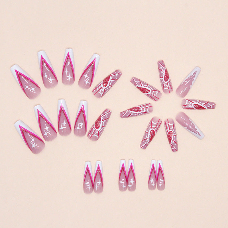 Artistic Spider-Web Press-On Nail Tips Bowlift