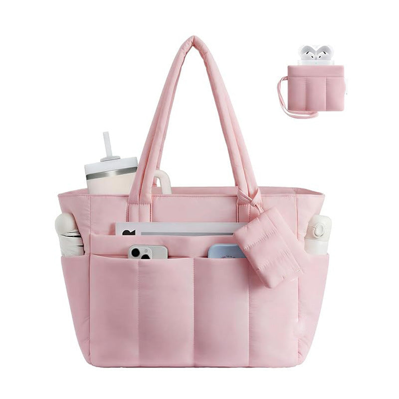 Spacious Quilted Work Tote Bowlift