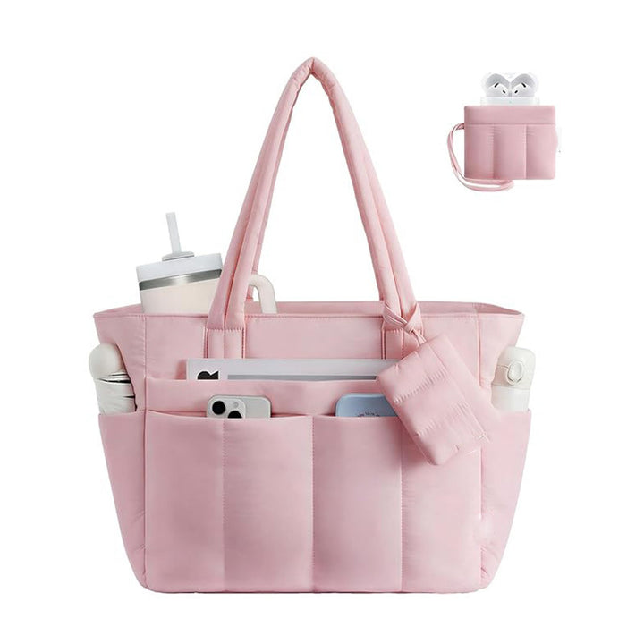 Spacious Quilted Work Tote Bowlift