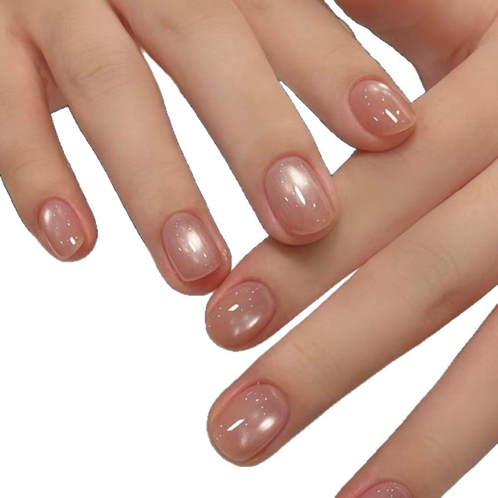 Glossy Natural Short Press-On Nails Bowlift