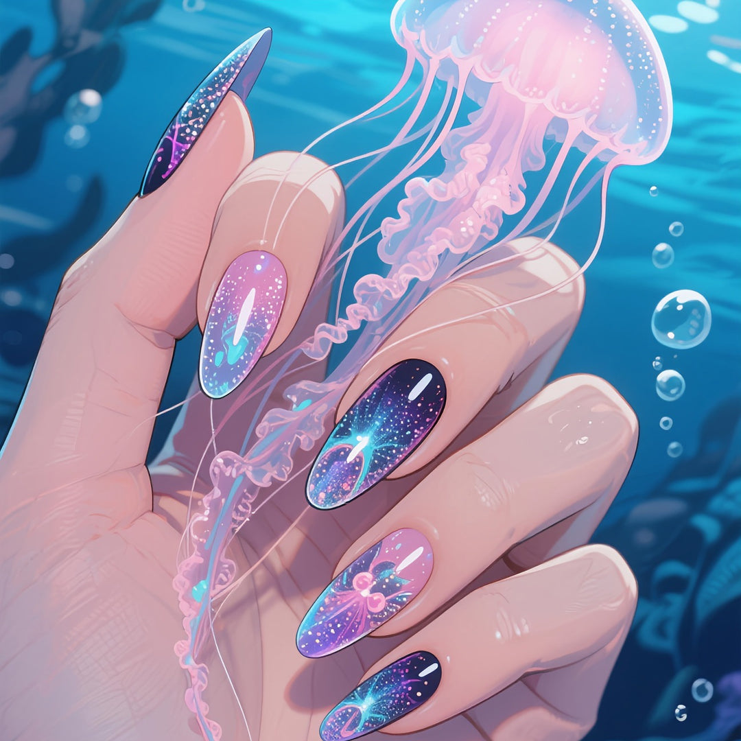 Artistic Jellyfish-Inspired Nail Art Bowlift