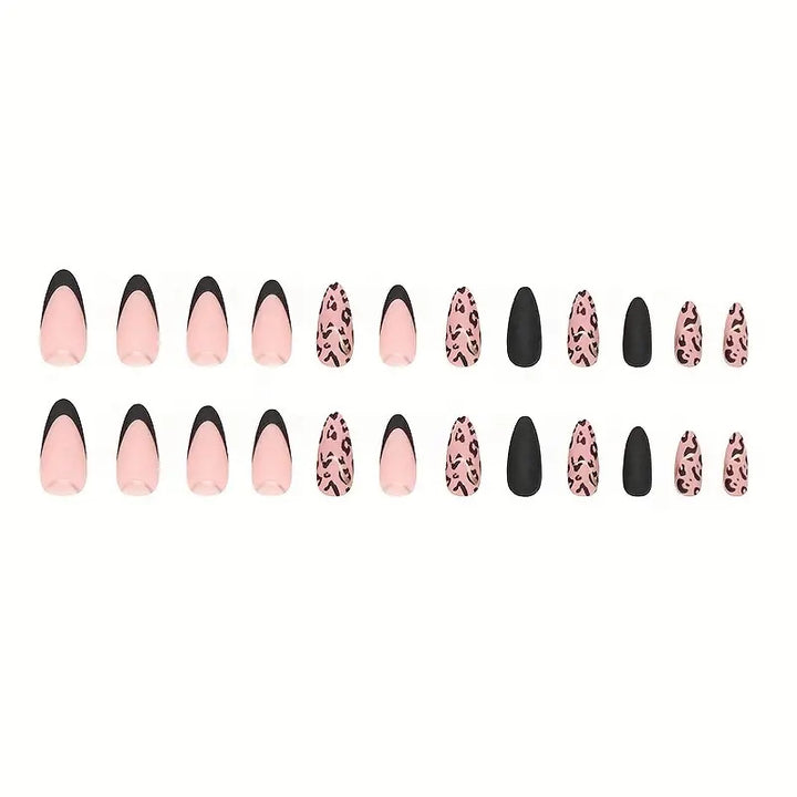 Acrylic nail set with glamorous leopard pattern and elegant accents Bowlift