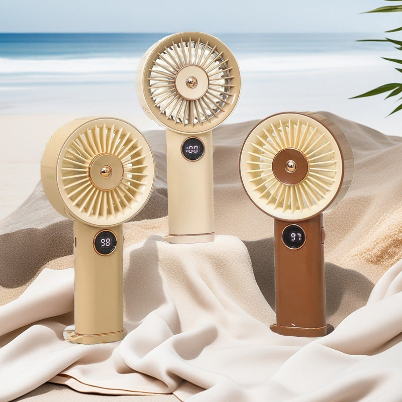 Cooling handheld rechargeable mini fan with touch speed display and detachable desktop stand Bowlift