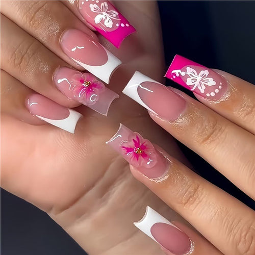 Floral Accent Decorative Press-On Nails Bowlift