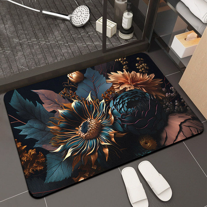 Floral Design Memory Foam Bath Mat Bowlift