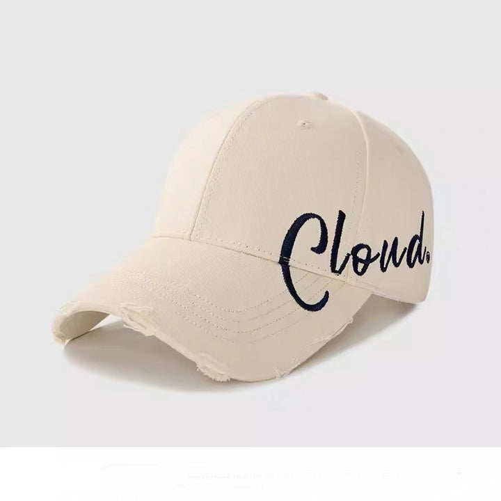 Distressed Cotton Baseball Cap with Embroidered Design