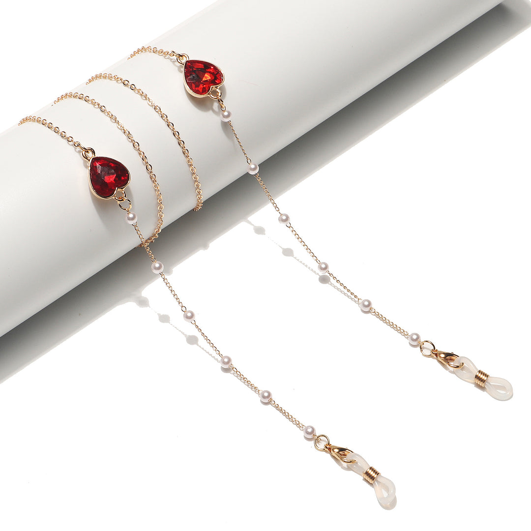 Heart-Shaped Crystal Eyewear Chain Bowlift