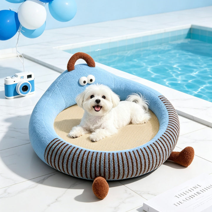 Unisex nan round padded cat and small dog bed with raised edge and sisal sleeping area Bowlift