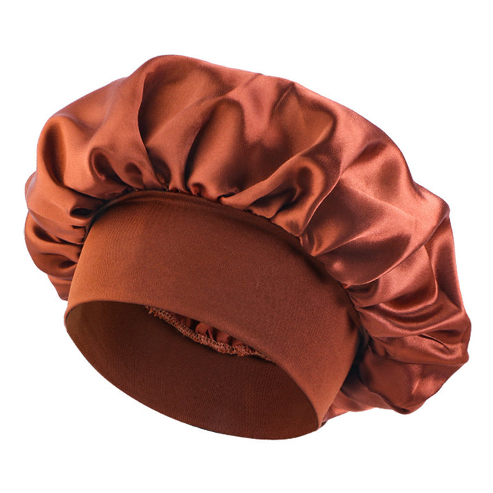 Satin sleep bonnet with wide protective elastic band Bowlift