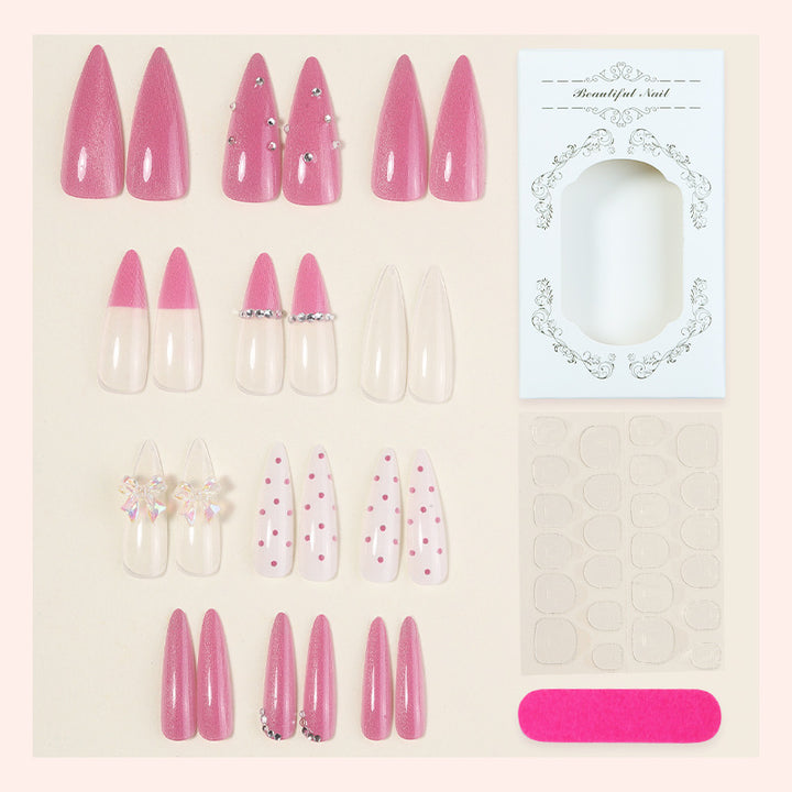 Artificial Nail Design Set with Glamorous Glitter and Pearl Decorations Bowlift