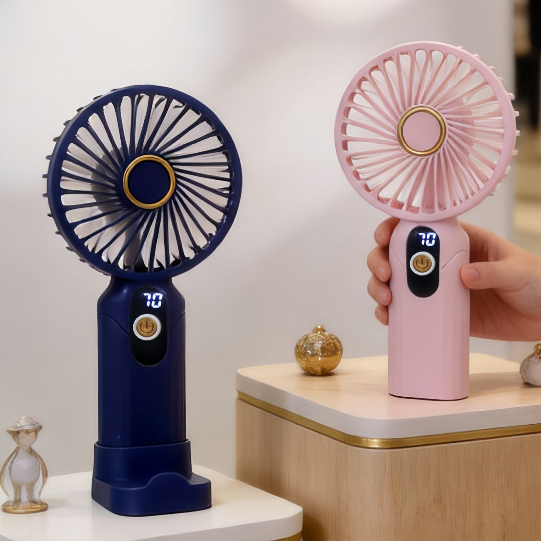 Women's Portable Hand Fan with Digital Display Bowlift   1782815881