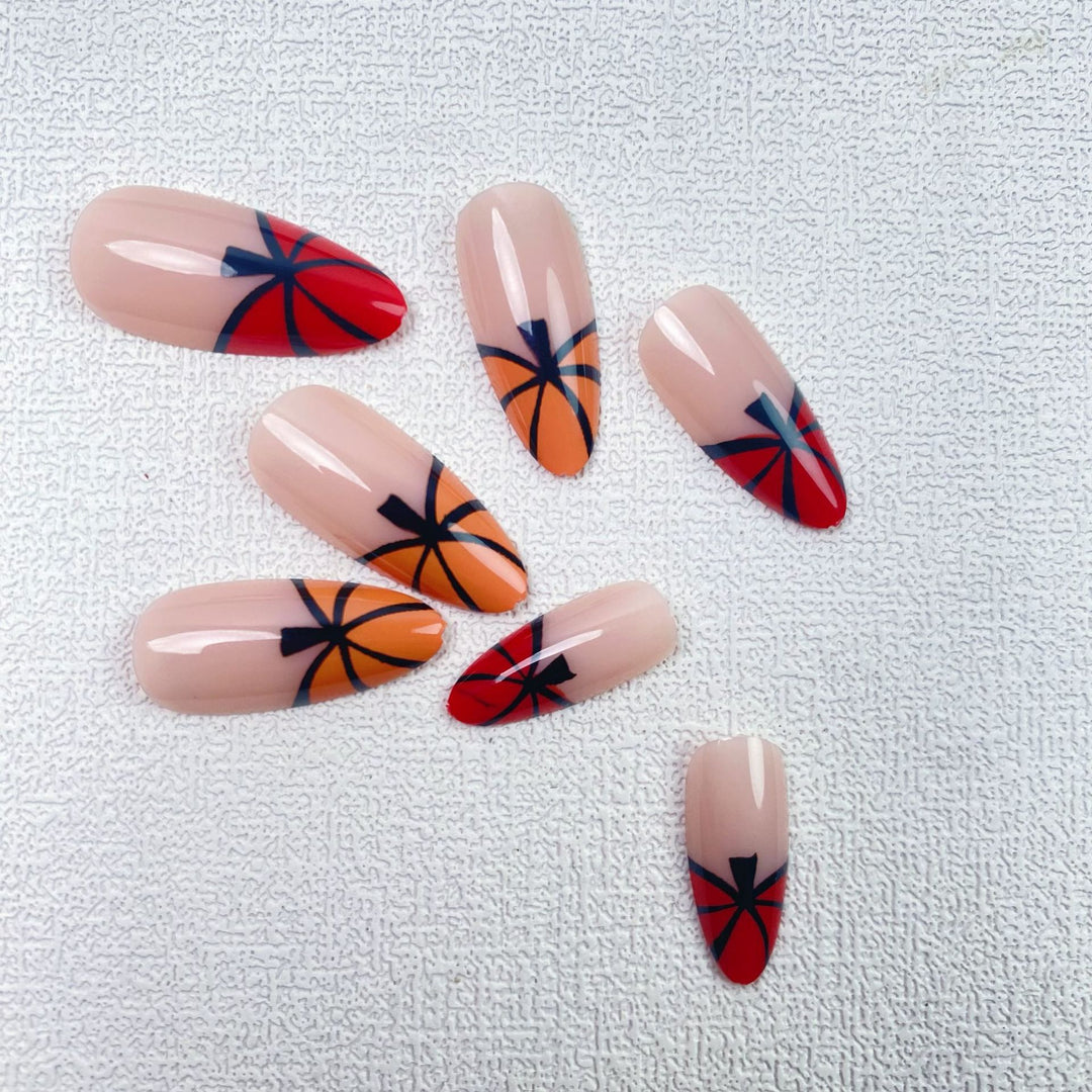Artistic Basketball-Themed Press-On Nail Set Bowlift