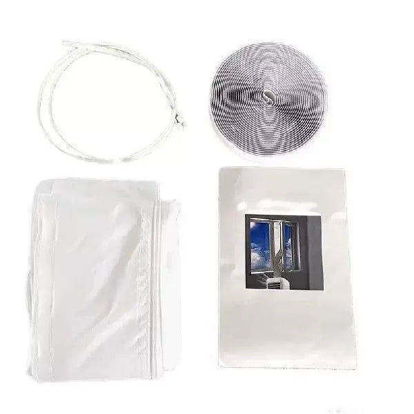 Unisex One Size Adjustable Window Ventilation Adapter Kit for Portable Air Conditioners with Zipper Fabric Panel and Hook and Loop Tape Bowlift