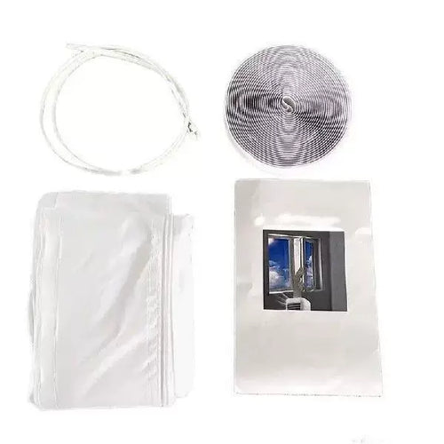 Unisex One Size Adjustable Window Ventilation Adapter Kit for Portable Air Conditioners with Zipper Fabric Panel and Hook and Loop Tape Bowlift