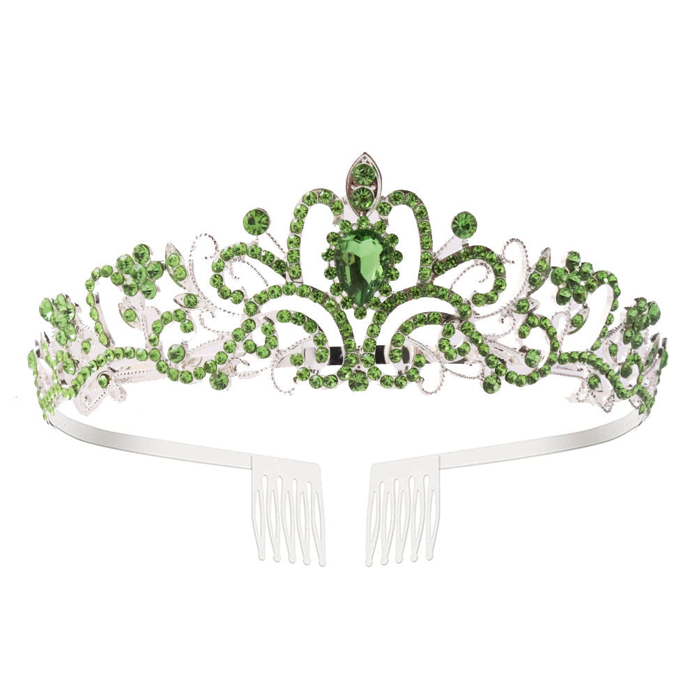 Ladies Sparkling Crystal Tiara with Filigree Design Bowlift