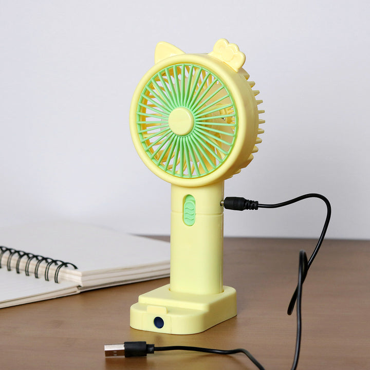 Unisex Portable Handheld Fan with Creative Cat Ears Design Bowlift
