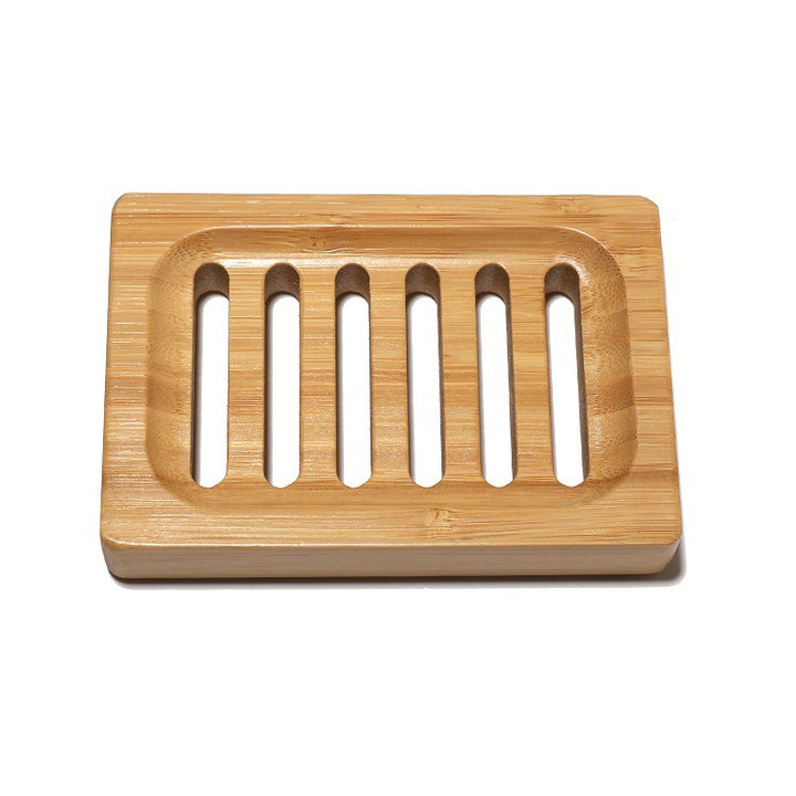 Bamboo soap dish with raised drainage grooves Bowlift