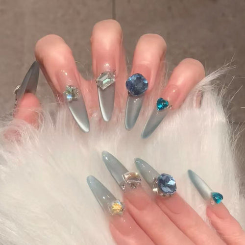 Glamorous artificial nail tips with crystal embellishments Bowlift